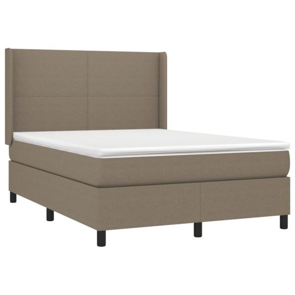 Boxspringbett mit Matratze & LED Taupe 140x190 cm Stoff