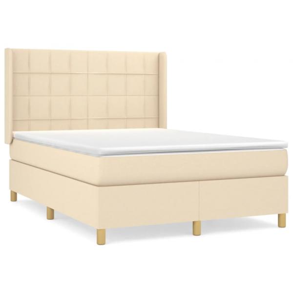 Boxspringbett mit Matratze Creme 140x190 cm Stoff