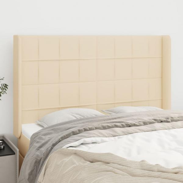 ARDEBO.de - Kopfteil mit Ohren Creme 147x16x118/128 cm Stoff