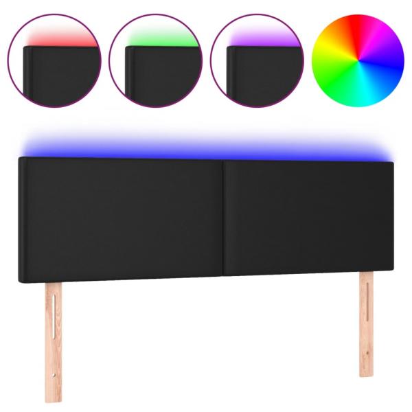 LED Kopfteil Schwarz 144x5x78/88 cm Kunstleder