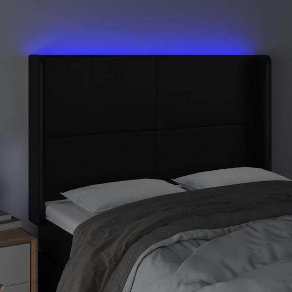 LED Kopfteil Schwarz 147x16x118/128 cm Kunstleder