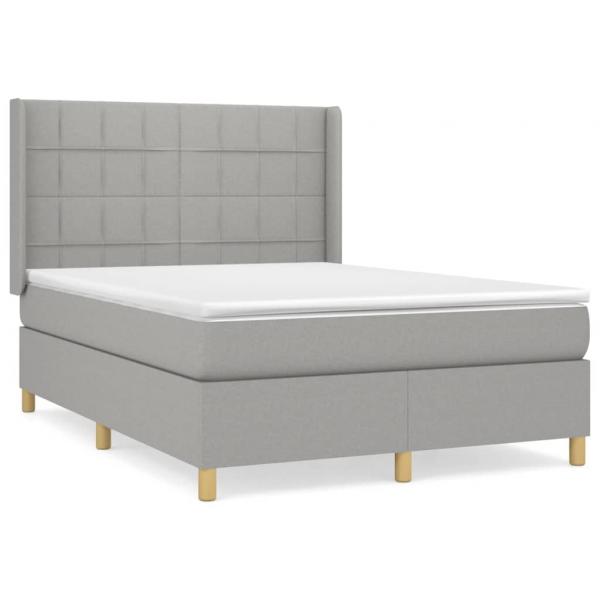 Boxspringbett mit Matratze Hellgrau 140x190 cm Stoff