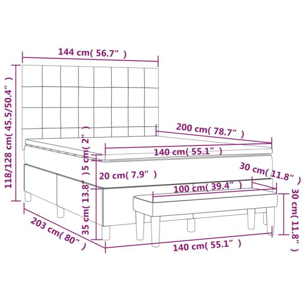 Boxspringbett mit Matratze Hellgrau 140x200 cm Stoff