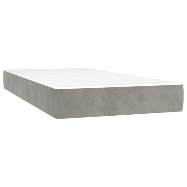 Boxspringbett mit Matratze & LED Hellgrau 100x200 cm Samt