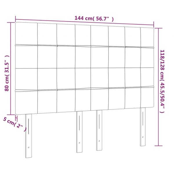 LED Kopfteil Hellgrau 144x5x118/128 cm Stoff