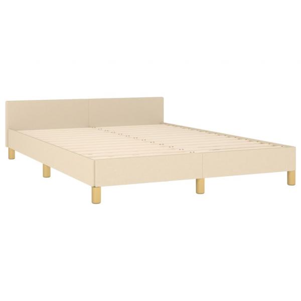 Bettgestell mit Kopfteil Creme 140x190 cm Stoff