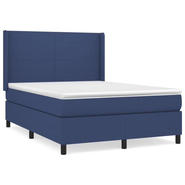 Boxspringbett mit Matratze Blau 140x190 cm Stoff