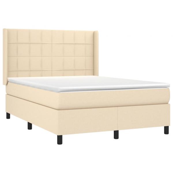 Boxspringbett mit Matratze & LED Creme 140x190 cm Stoff