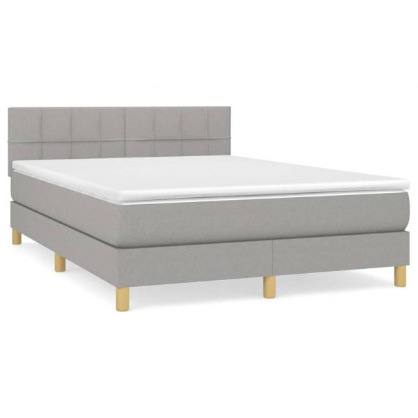 Boxspringbett mit Matratze Hellgrau 140x190 cm Stoff