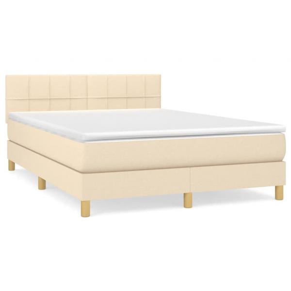 Boxspringbett mit Matratze Creme 140x190 cm Stoff