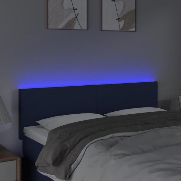 LED Kopfteil Blau 144x5x78/88 cm Stoff