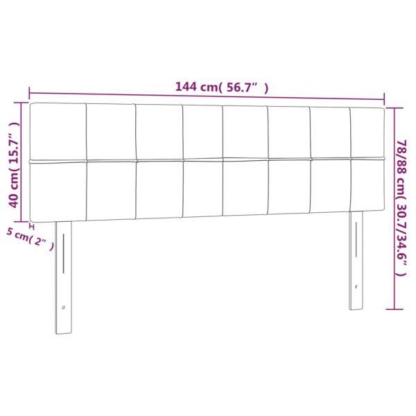 LED Kopfteil Hellgrau 144x5x78/88 cm Stoff