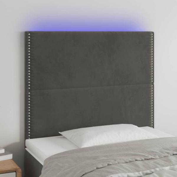 ARDEBO.de - LED Kopfteil Dunkelgrau 90x5x118/128 cm Samt