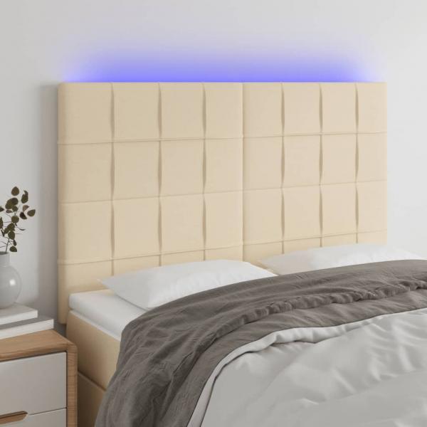 ARDEBO.de - LED Kopfteil Creme 144x5x118/128 cm Stoff