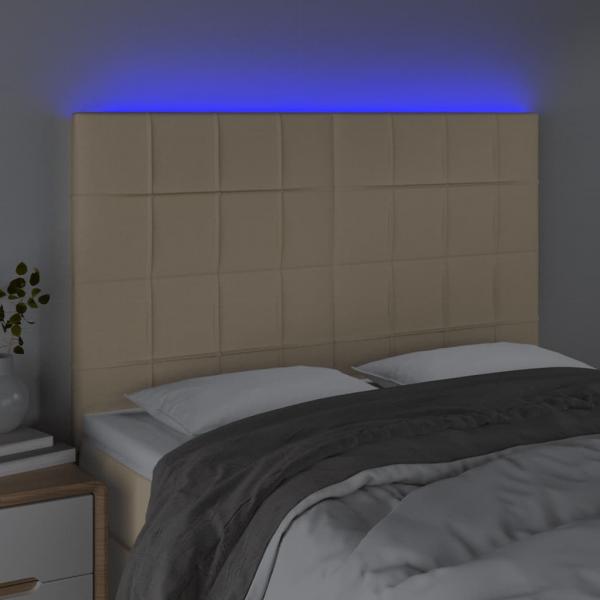 LED Kopfteil Creme 144x5x118/128 cm Stoff