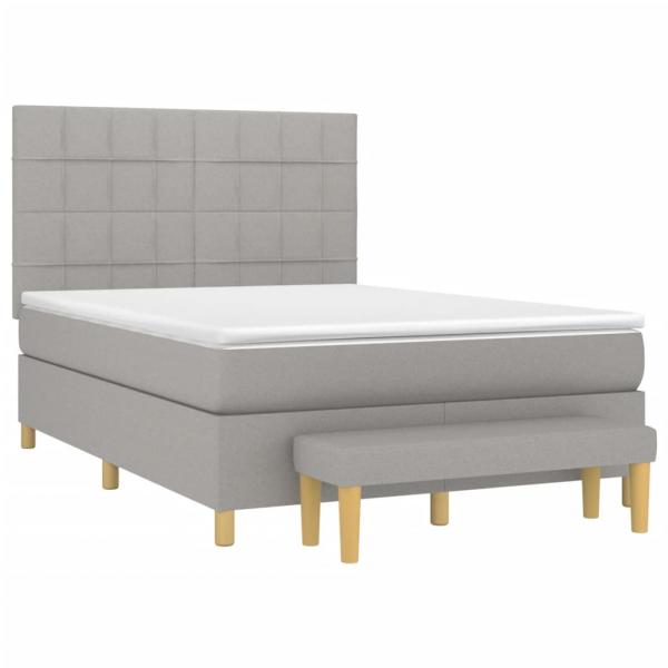 Boxspringbett mit Matratze Hellgrau 140x200 cm Stoff