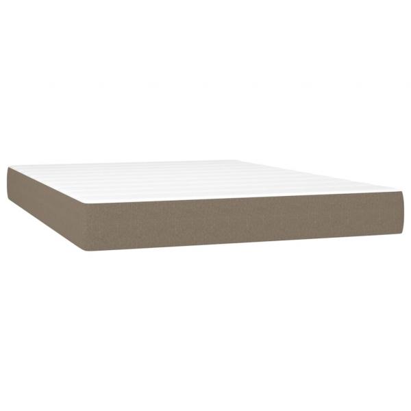 Boxspringbett mit Matratze & LED Taupe 140x200 cm Stoff 