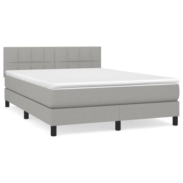 Boxspringbett mit Matratze Hellgrau 140x190 cm Stoff