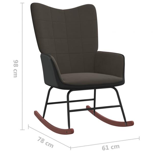 Schaukelstuhl mit Hocker Dunkelgrau Samt und PVC