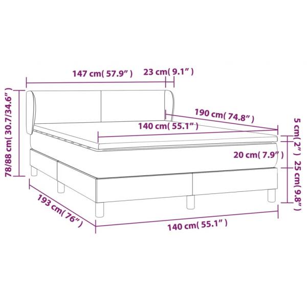 Boxspringbett mit Matratze Dunkelgrau 140x190 cm Stoff