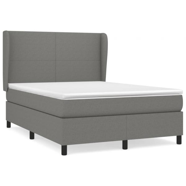 Boxspringbett mit Matratze Dunkelgrau 140x190 cm Stoff