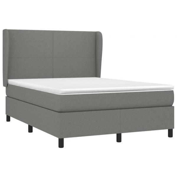 Boxspringbett mit Matratze Dunkelgrau 140x190 cm Stoff