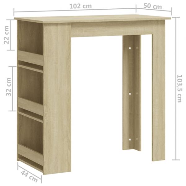 Bartisch mit Regal Sonoma-Eiche 102x50x103,5 cm Holzwerkstoff