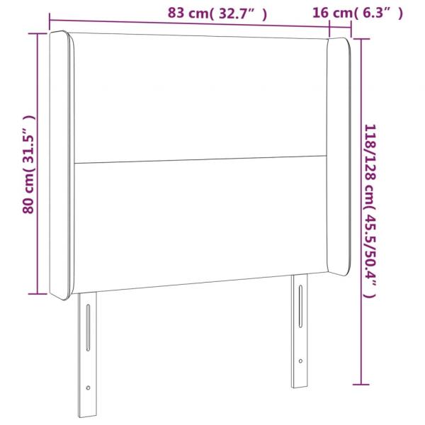 LED Kopfteil Grau 83x16x118/128 cm Kunstleder