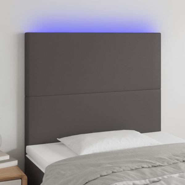 ARDEBO.de - LED Kopfteil Grau 80x5x118/128 cm Kunstleder