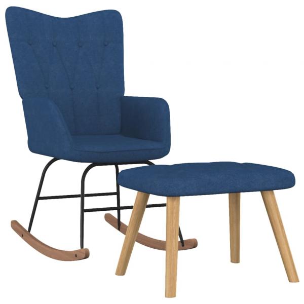 ARDEBO.de - Schaukelsessel mit Hocker Blau Stoff