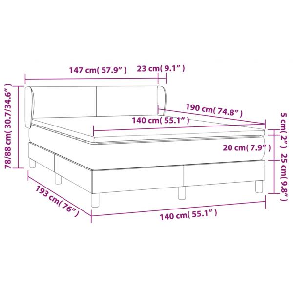 Boxspringbett mit Matratze Dunkelblau 140x190 cm Samt