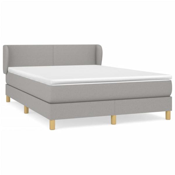 Boxspringbett mit Matratze Hellgrau 140x200 cm Stoff