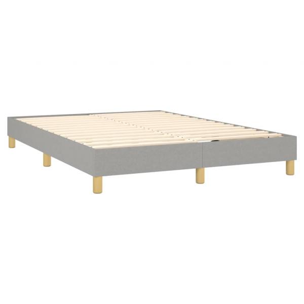 Boxspringbett mit Matratze & LED Hellgrau 140x190 cm Stoff