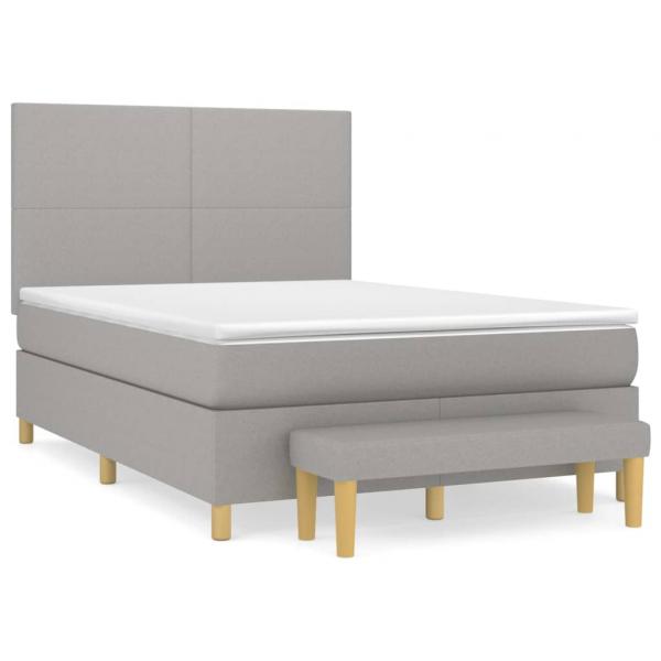 Boxspringbett mit Matratze Hellgrau 140x200 cm Stoff