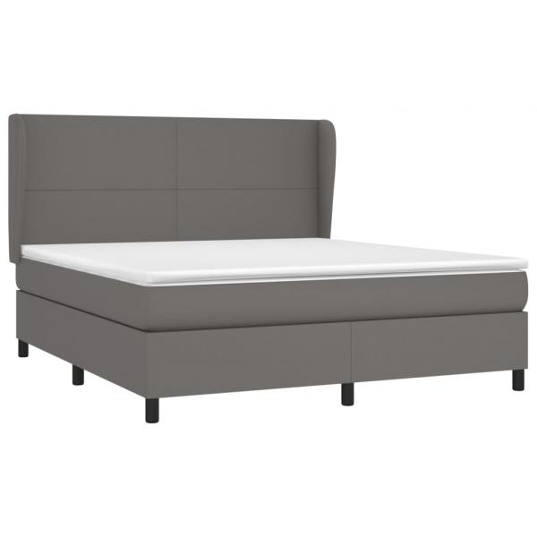 Boxspringbett mit Matratze Grau 160x200 cm Kunstleder