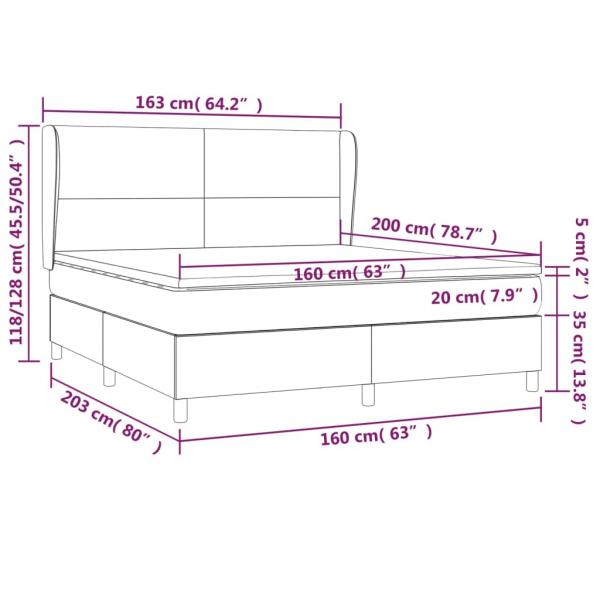 Boxspringbett mit Matratze Grau 160x200 cm Kunstleder