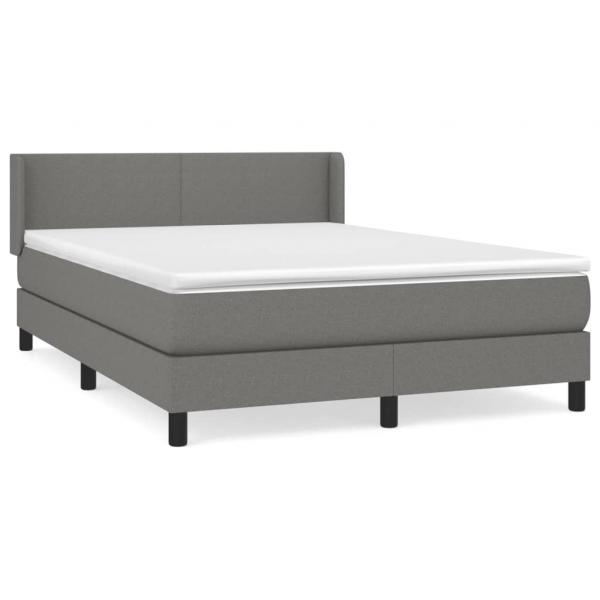 Boxspringbett mit Matratze Dunkelgrau 140x190 cm Stoff