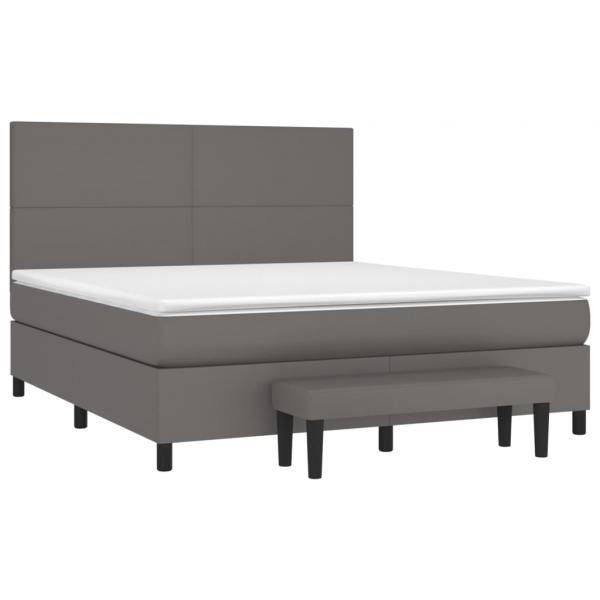 Boxspringbett mit Matratze Grau 160x200 cm Kunstleder