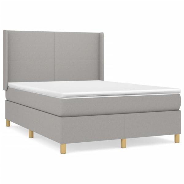 Boxspringbett mit Matratze Hellgrau 140x190 cm Stoff