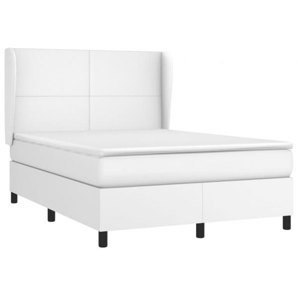 Boxspringbett mit Matratze Weiß 140x190 cm Kunstleder