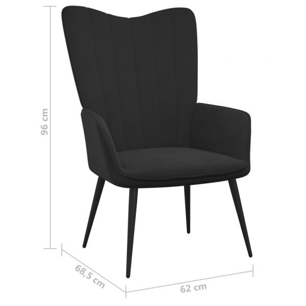 Relaxsessel mit Hocker Schwarz Samt