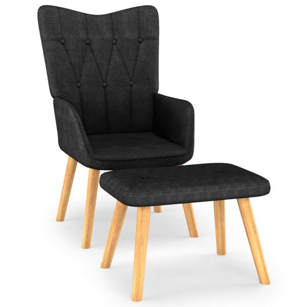 ARDEBO.de - Relaxsessel mit Hocker Schwarz Stoff