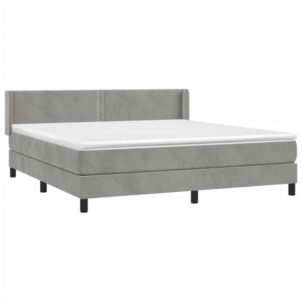 Boxspringbett mit Matratze Hellgrau 180x200 cm Samt