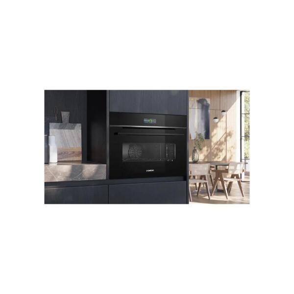 Siemens CB774G1B1 iQ700 A+ Einbaukompaktbackofen, 59,4 cm breit, 47 L, Kindersicherung, TFT Touchdisplay, Home Connect, schwarz