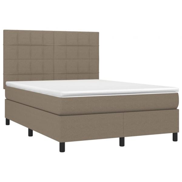 Boxspringbett mit Matratze & LED Taupe 140x190 cm Stoff