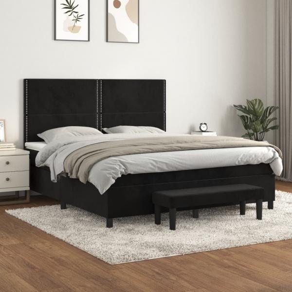 ARDEBO.de - Boxspringbett mit Matratze Schwarz 180x200 cm Samt