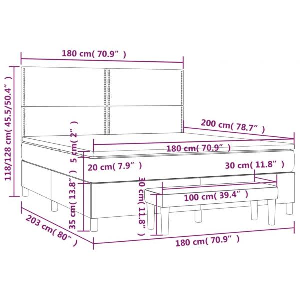 Boxspringbett mit Matratze Schwarz 180x200 cm Samt