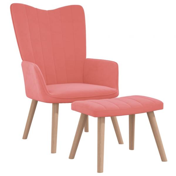 ARDEBO.de - Relaxsessel mit Hocker Rosa Samt