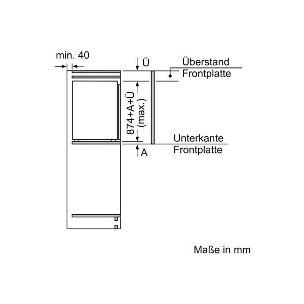 Siemens KI22LVFE0 iQ300 Einbaukühlschrank mit Gefrierfach, Nischenhöhe: 88 cm, 119 L, Flachscharnier, Super Cooling, extrem leise, weiß