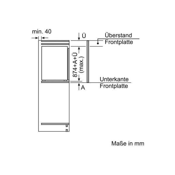 Siemens KI22LADD1 iQ500 Einbaukühlschrank mit Gefrierfach, Nischenhöhe: 88 cm, 119 L, Flachscharnier, hyperFresh, Home Connect, weiß